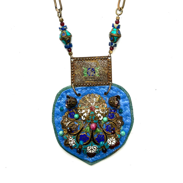 SHIELD NECKLACE : Sun Rays, Periwinkle