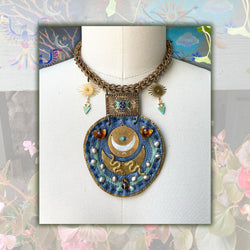 SHIELD NECKLACE : Moonlit Garden, Midnight